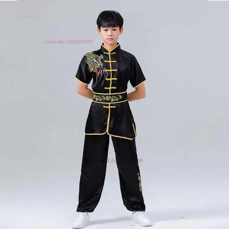 2024 traditional chinese kung fu costume children national dragon embroidery wushu uniform kung fu shaolin wing-chun clothing