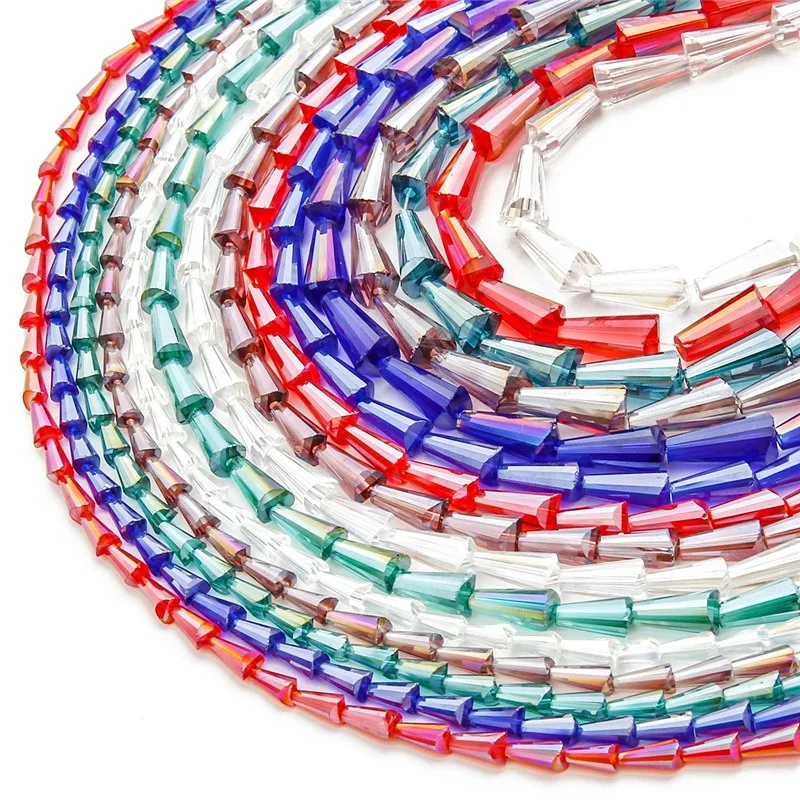 4x8 6x12mm kształt wieży fasetowane koraliki kryształowe austriackie stożkowe koraliki szklane luźne koraliki dystansowe do tworzenia biżuterii bransoletka DIY — zdjęcie 4
