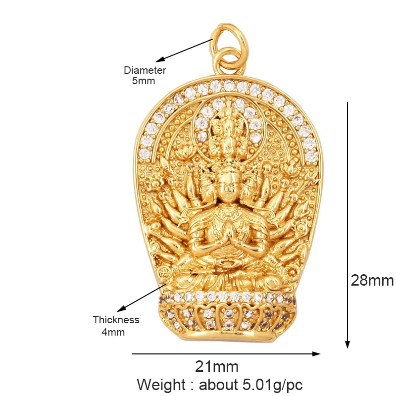 Maitreya Sakyamuni-Pendentif à breloque bouddha religieux, micro pavé clair, cubique contre-indiqué, collier en or 18 carats, bijoux faits à la main, L02