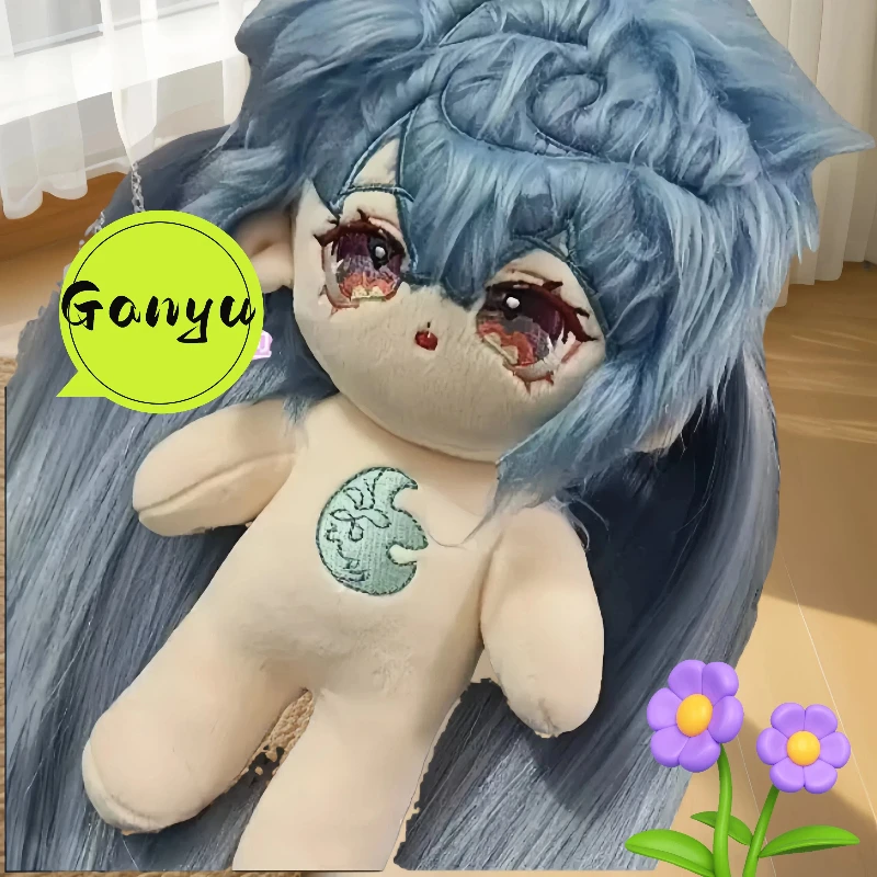 20cm ganyu brinquedos de pelúcia recheado anime genshin impacto bonito cosplay algodão boneca animação periférica dos desenhos animados vestir-se fantoche criança