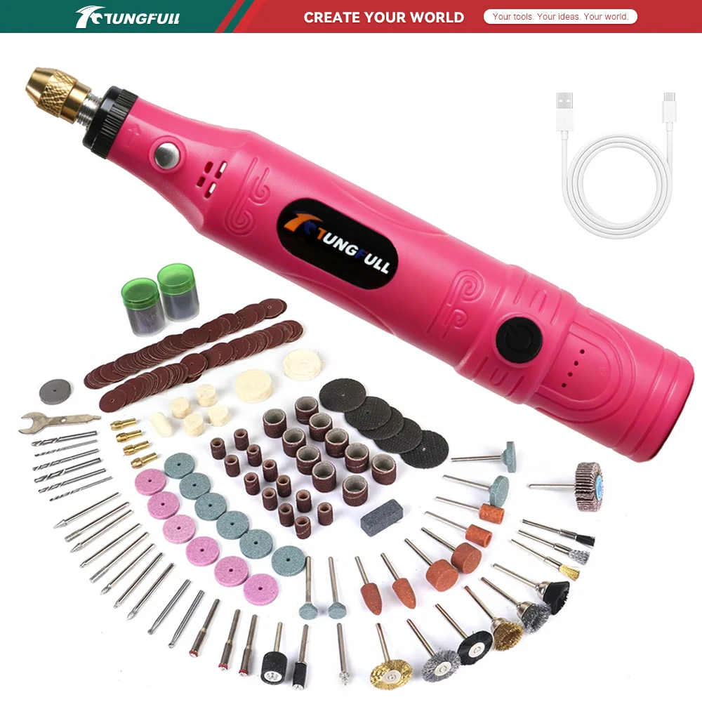 USB Rechargeable Engraving Pen Cordless Mini Electric Drill Rotary Tool 4 Speed for Polishing Grinding Carving Handheld Dremel