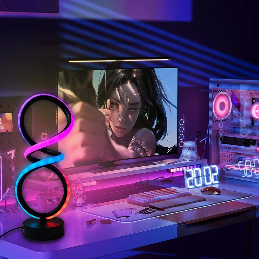 

1 PC Nordic Creative Circular Desk Lamp - 36 Modes - Colorful Running Light for Atmosphere