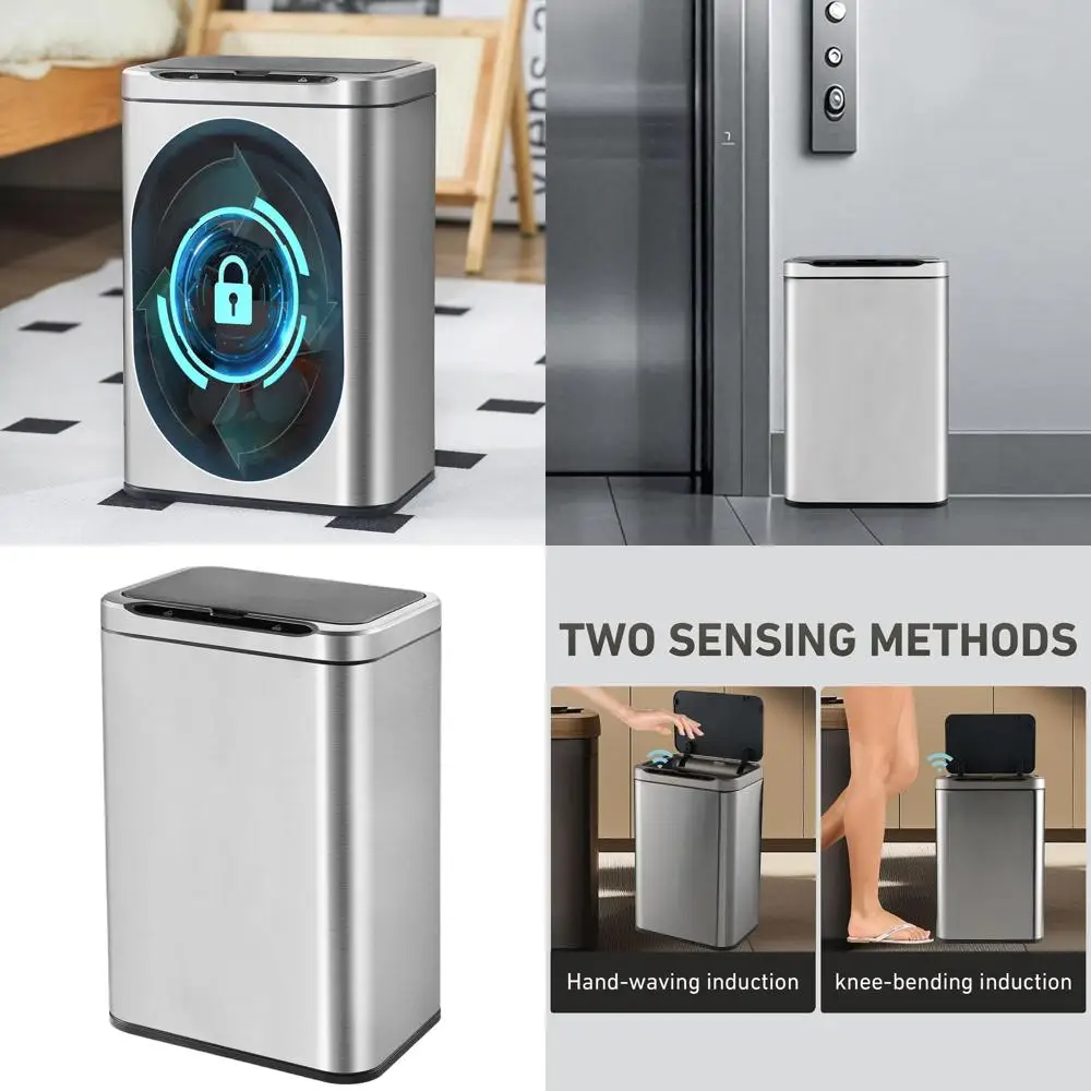 

Motion-Activated Stainless Steel Trash Can, 5.5 Gallons, Silver for Office, Kitchen, and Bathroom