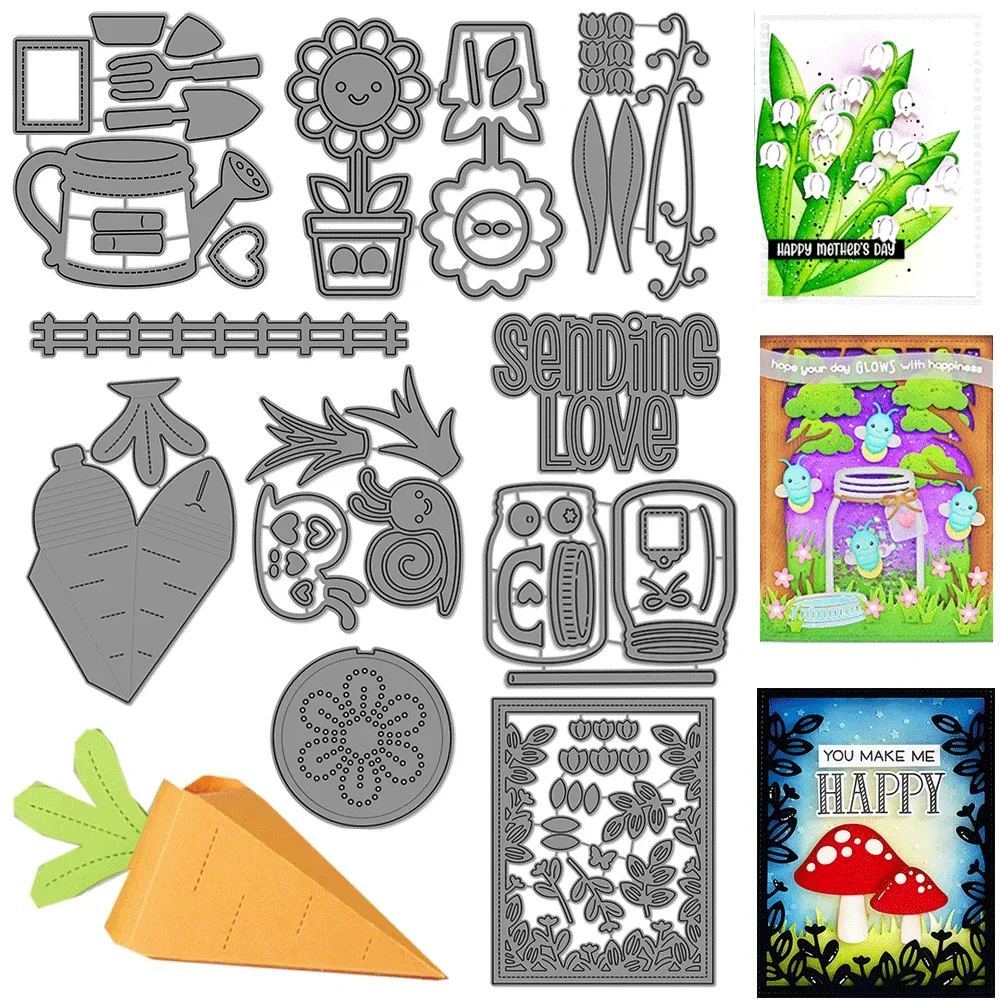 Garten Blume Hintergrund Metall Schneiden Stirbt Karotte Leckerli Box Präge Gestanzte Für DIY Karte Machen Scrapbooking Handwerk Liefert