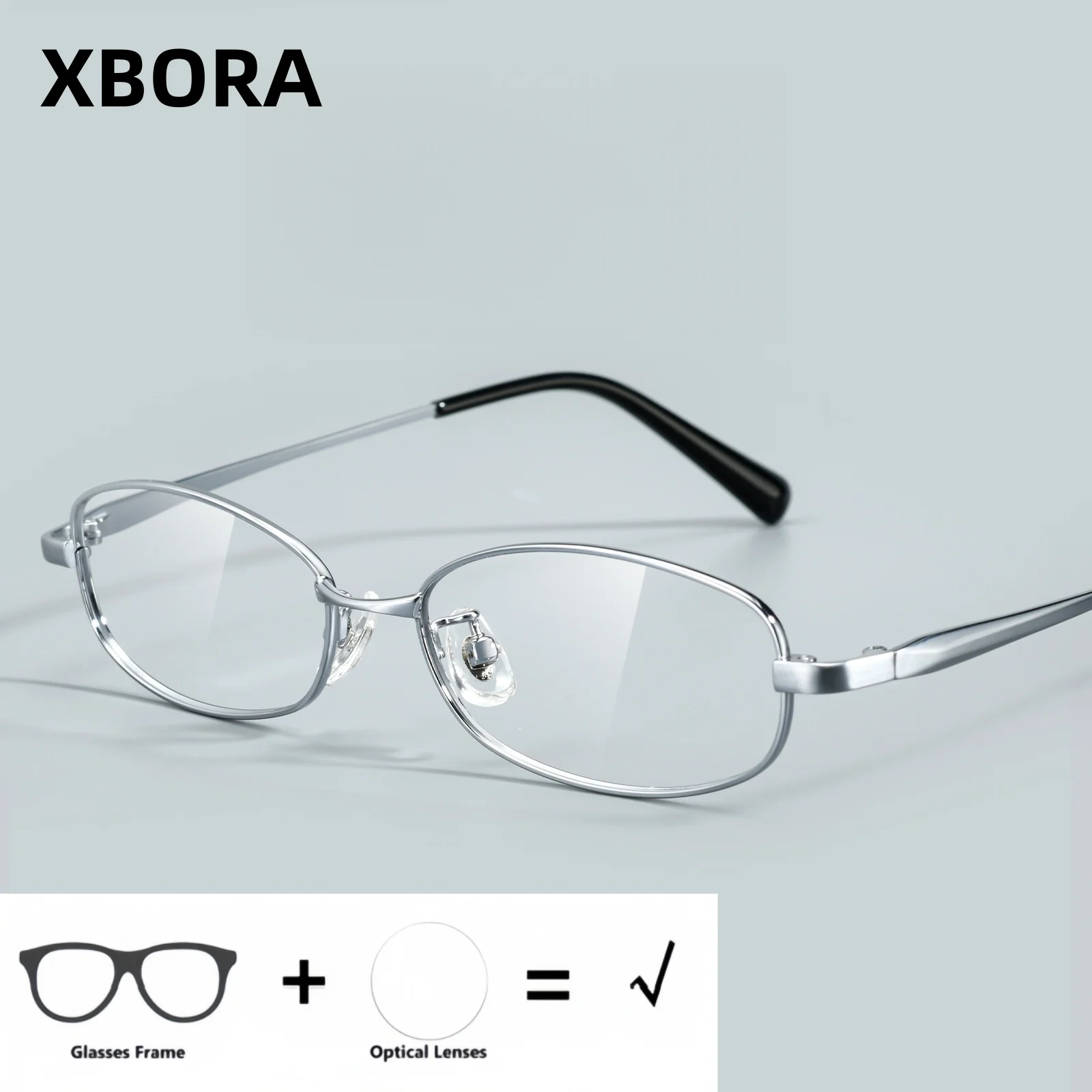 XBORA New Pure Titanium Small-Sized Oval Frame Ultra Light Fashion Retro Trend Myopia And Hyperopia Optical Prescription Glasses