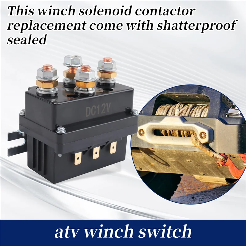 Contactor de relé de solenoide de cabrestante de 12V 500A + Kit de Control remoto de cabrestante inalámbrico para camión Jeep ATV 5500-12000Lbs cabrestante (500A)