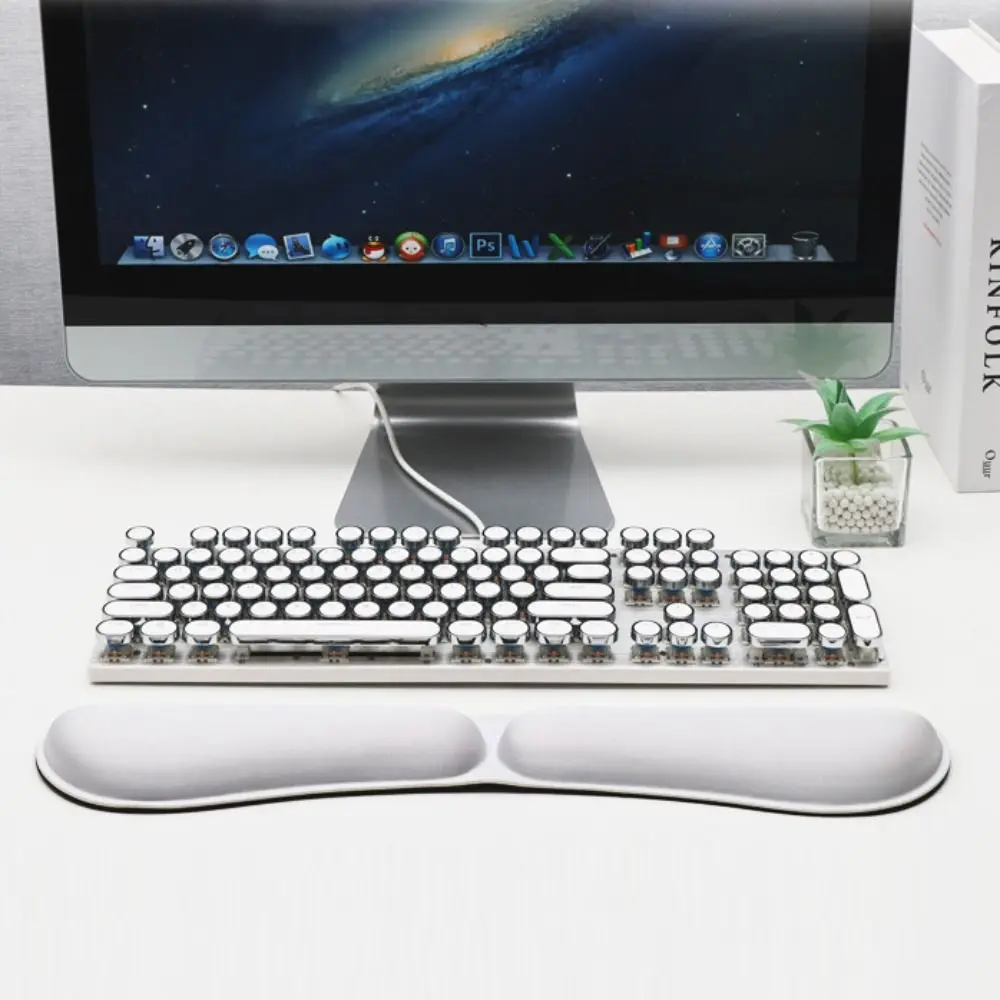 แผ่นรองข้อมือตามหลักสรีรศาสตร์แบบพกพาพับได้โฟมจำรูปพักข้อมือคีย์บอร์ดแบบนุ่มสะท้อนกลับช้าที่วางข้อมือในสำนักงาน