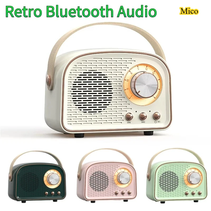

Vintage Cute Mini Bluetooth Speaker with FM Radio, TWS HiFi Stereo, TF & USB, Desktop Decorative Speaker