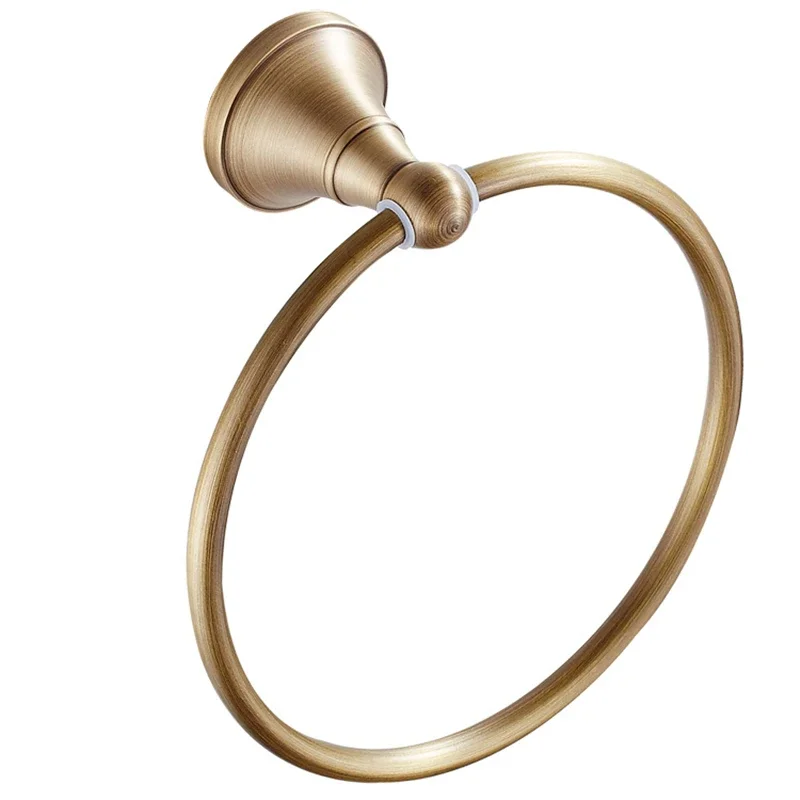 1Set Brass Round European Antique Round Towel Ring and Simple Tissue Holder 2-In-1 Packaging Set Bathroom Rack