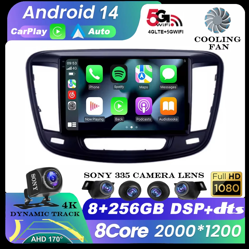 Android 14 For Chrysler 200 200C 200S 2013 - 2019 Car Radio Multimedia Stereo Player GPS Navi Head Unit Wireless Carplay+Auto 4G