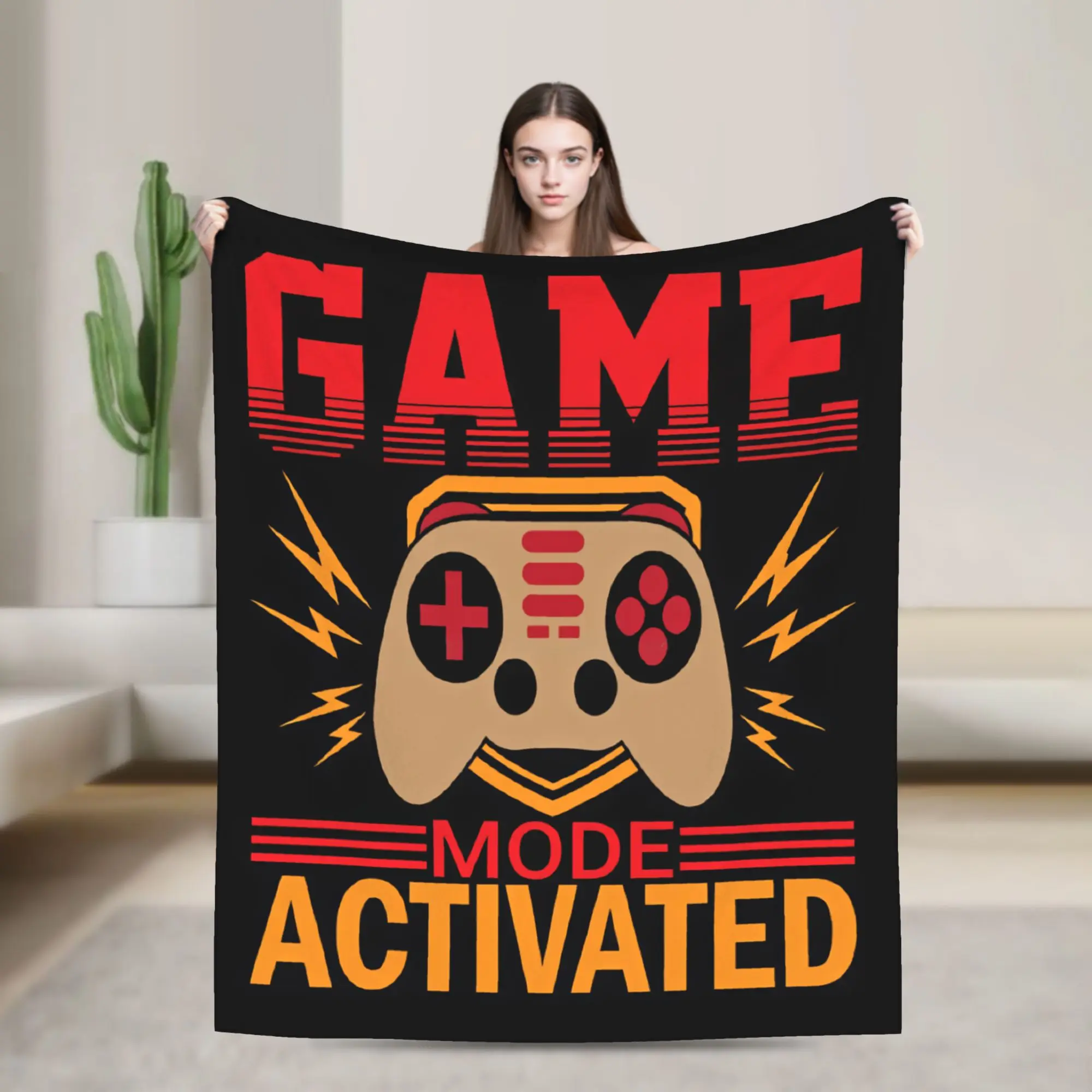 Comfortable Blanket Travel Car Game Mode Activated Gaming Controller Throw Blanket Novelty  Bedspread For Chair Sofa Bed