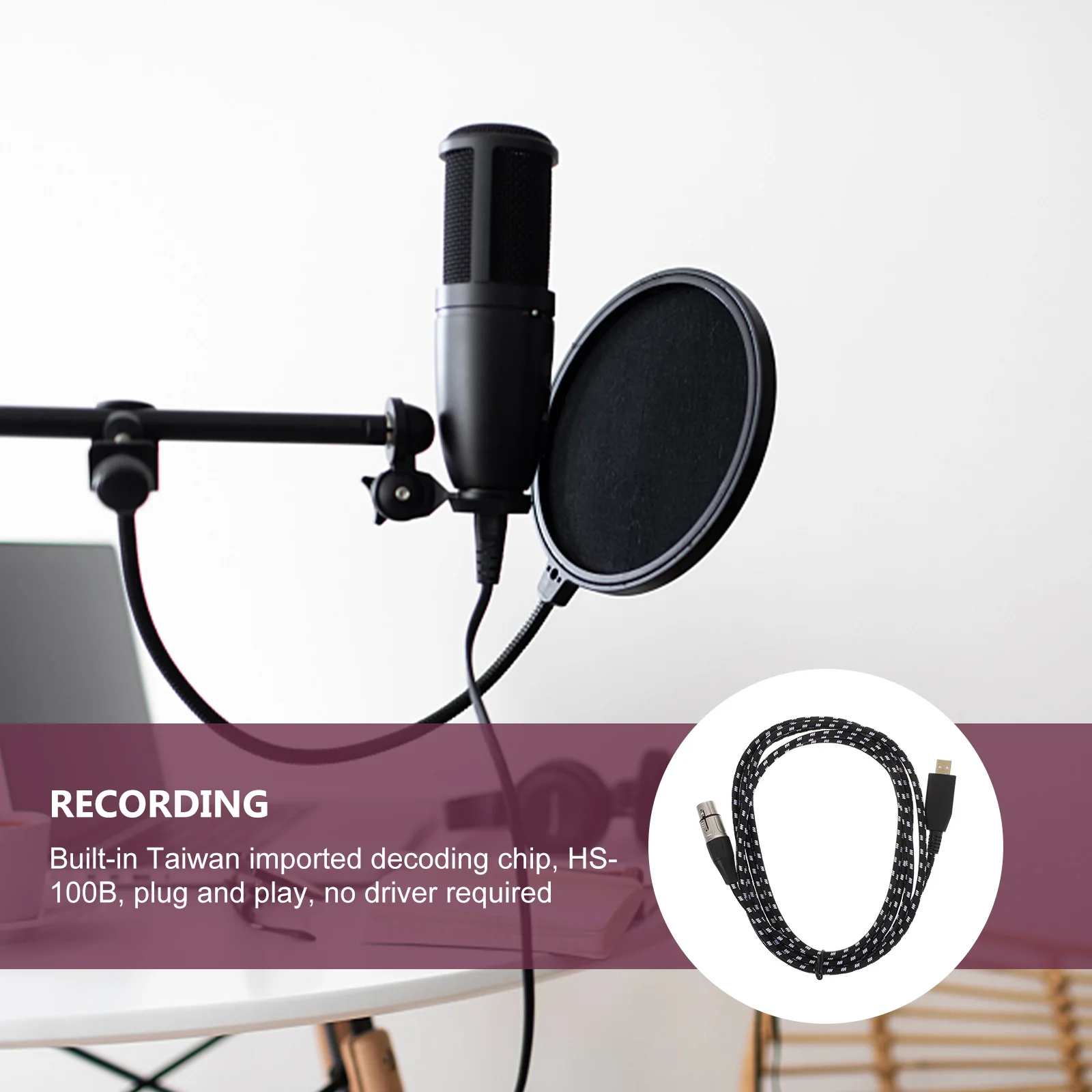 

USB to XLR Recording Audio Connection Line Microphone Cable Wire Built-in Chip Gift Household Use Audio Video Cable