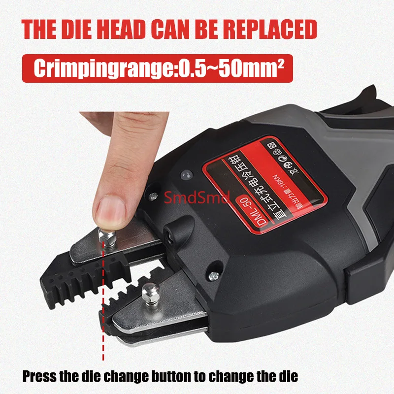 Cordless Hand Held Hydraulic Pliers 16KN Electric Hydraulic Wire Crimper with LED Light & Molds Terminal Crimping Tool