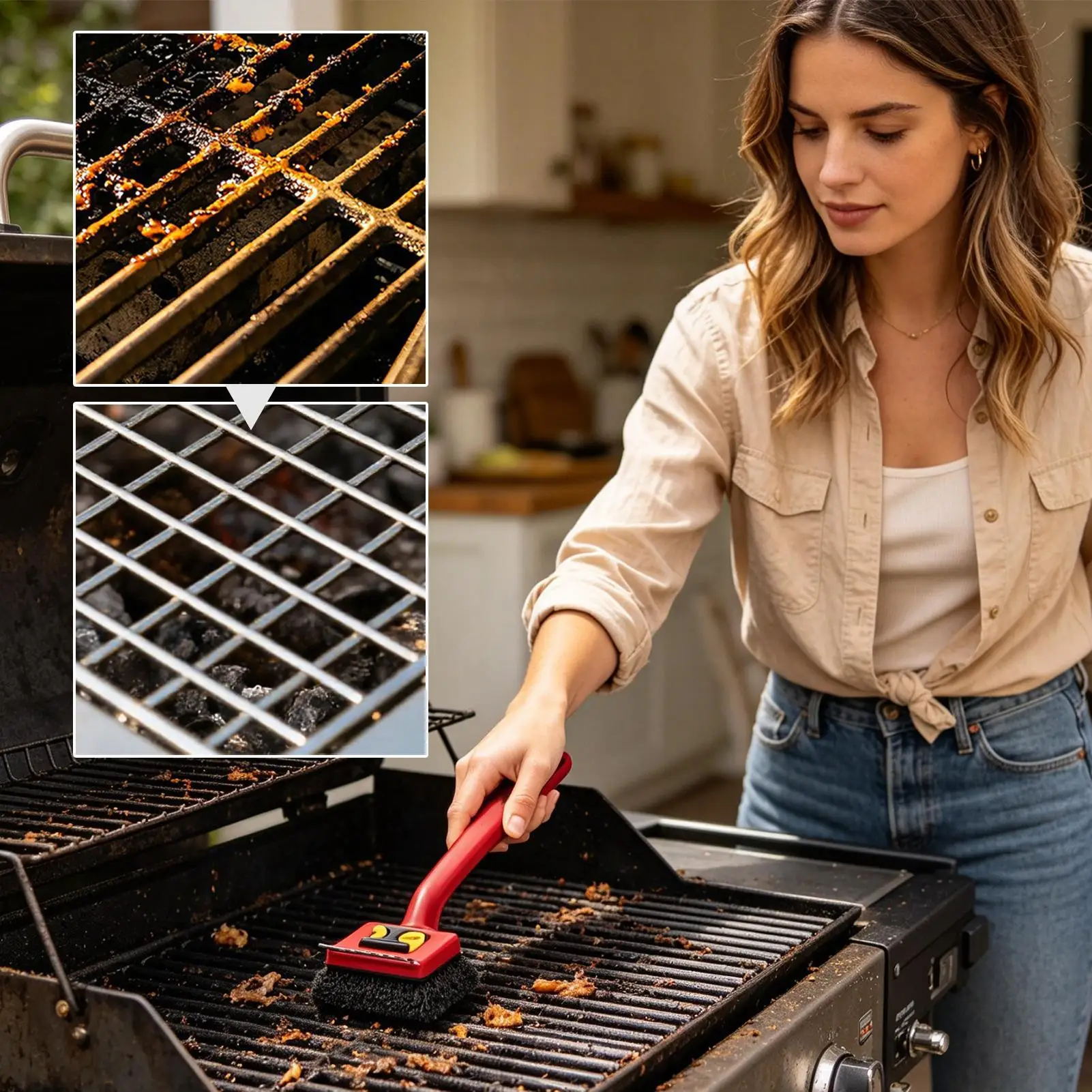 Electric Grill Brush No Shedding Powerful Long Handle Steaming Wide Outdoor Camping Grill Brush For Picnic Barbecue Camping