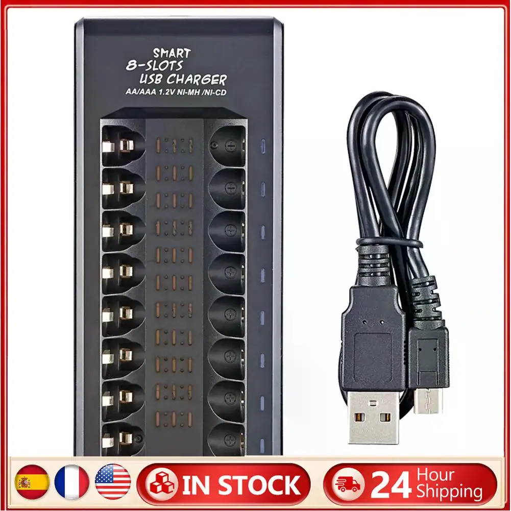 

1.2V 8 Slot USB Electric Battery Electric Smart Battery Charger for AA/AAA Ni-MH/Ni-Cd with LED Indicator