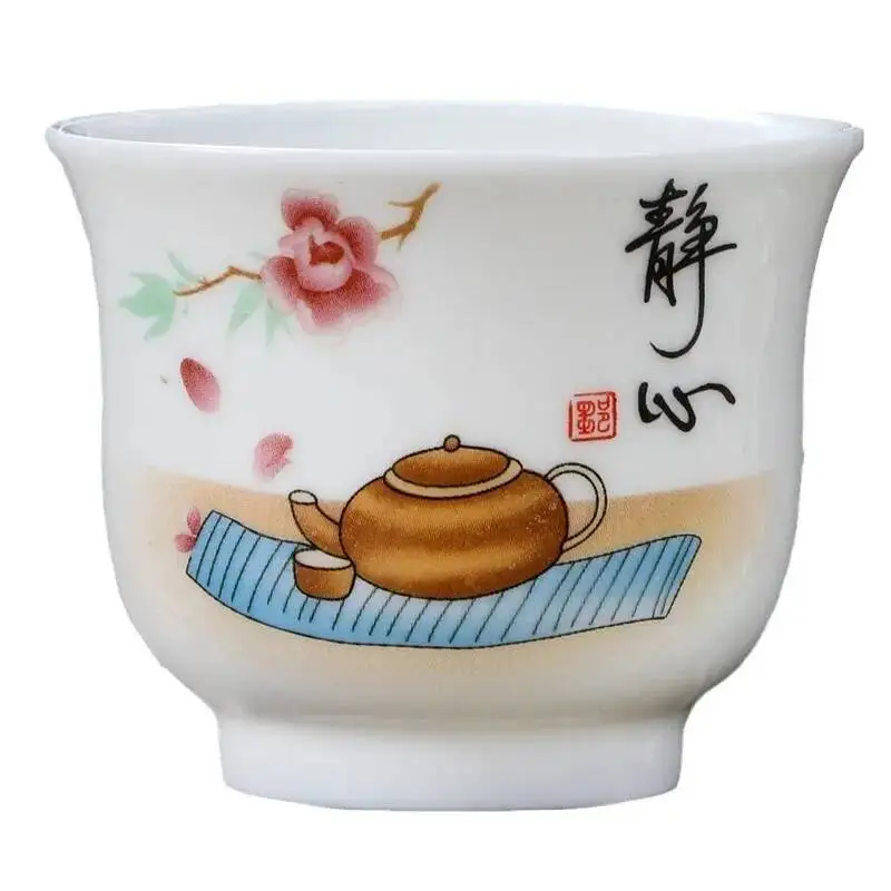 White Porcelain Master Cup Hand-painted Ceramic Teacup Personal Meditation Cup Teacup Supplies