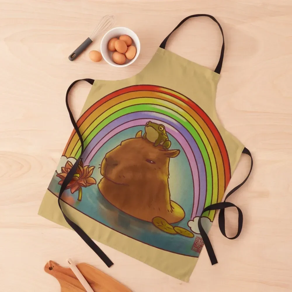 

Capybara and Frog Rainbow Apron Nursing Home Supplies Apron