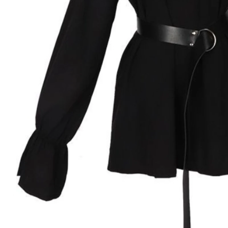 Y2k フレンチエレガントハイエンドスリムヴィンテージロリータゴシックフレアスリーブ女性タキシードシャツ 2000 年代秋ピュアカラーブラウスシック