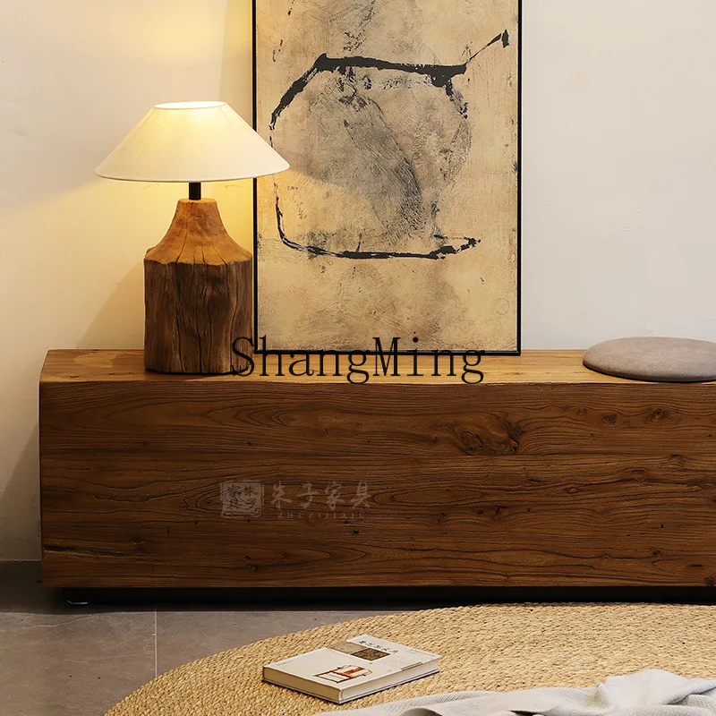 

CL custom wabi-sandy wind floor-to-ceiling TV cabinet living cabinet homestay medium and ancient furniture modern