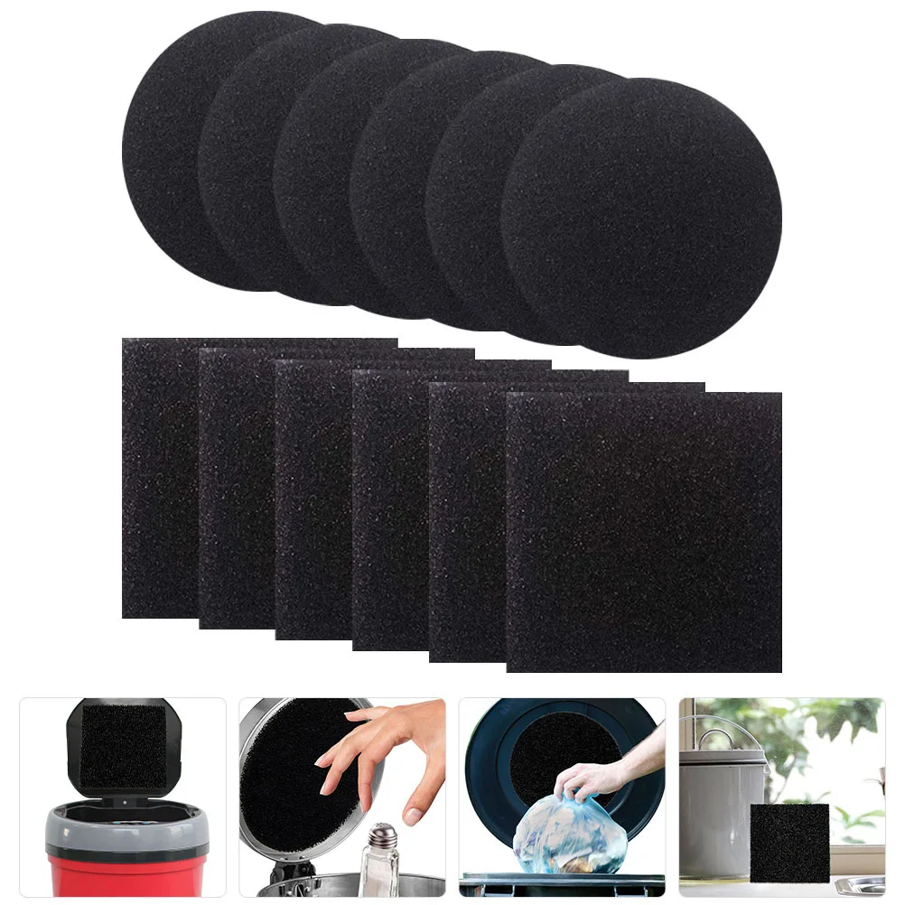 

12Pcs Charcoal Filter Cotton Replacement for Kitchen Trash Bin Compost Bin Filter Pads Garbage Can Odor Remover
