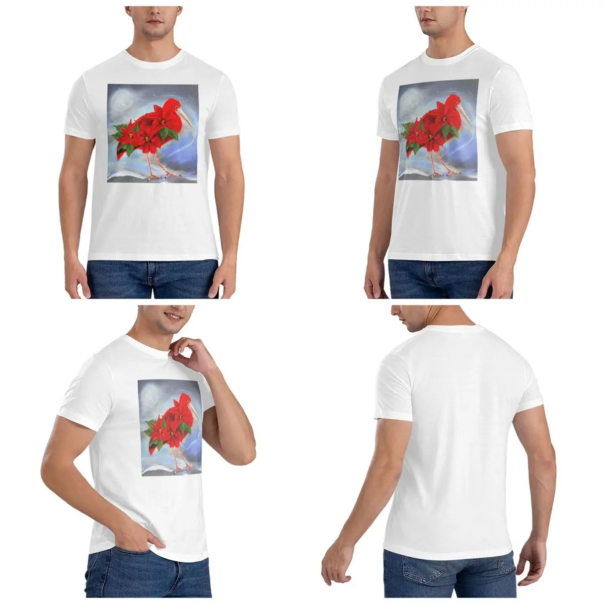 Scarlet Ibis Poinsettia Men T-Shirt Fashion Oversized T Shirts Men's O-Neck Cotton Tees Short Summer Male