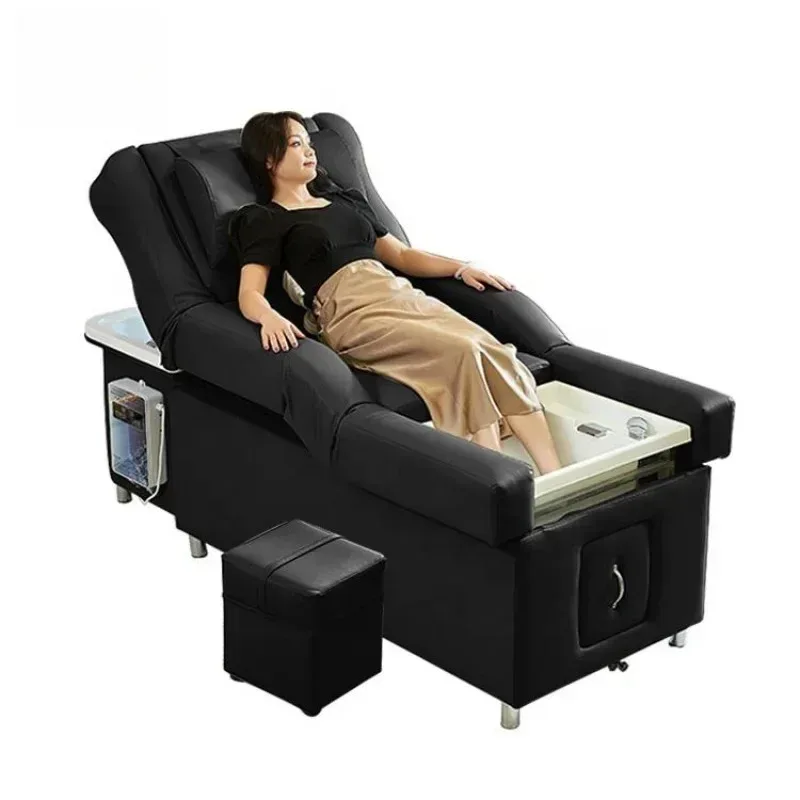 2026 Multifunctional Salon Shampoo Bed with Back Lifting Foot Massage Chair Pedicure Head Spa Function for Beauty Salon