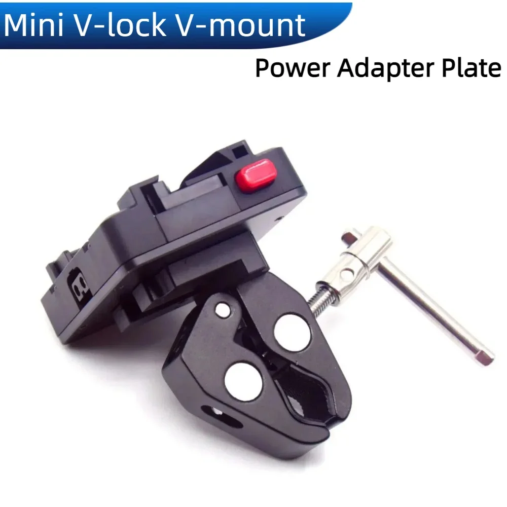 

Адаптер питания V-mount Mini V-lock с Т-образной ручкой, зажимом-кробом и D-tap для аккумуляторов Sony V-lock V-mount