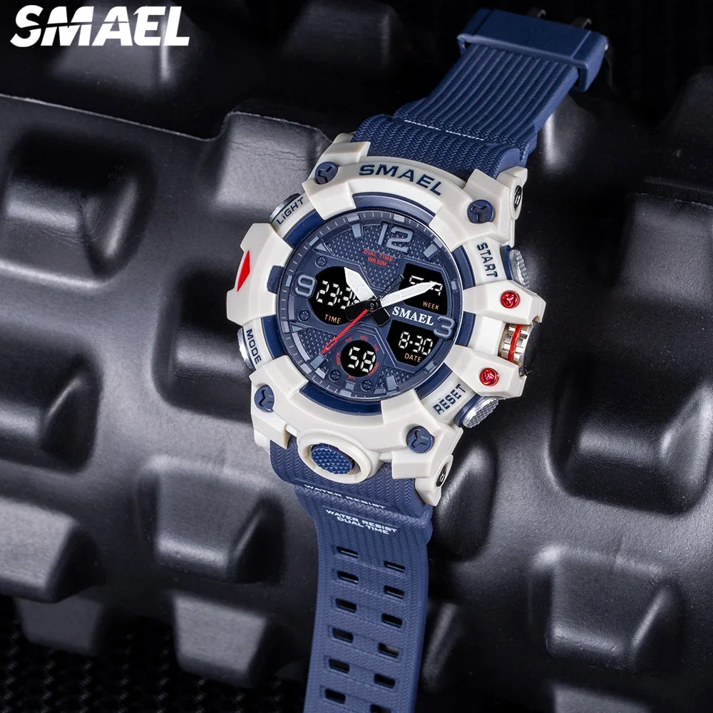 SMAEL 8008 Electronic Watch Outdoor Sports Alarm Clock Time Reporting Swimming Waterproof Electronic Watch