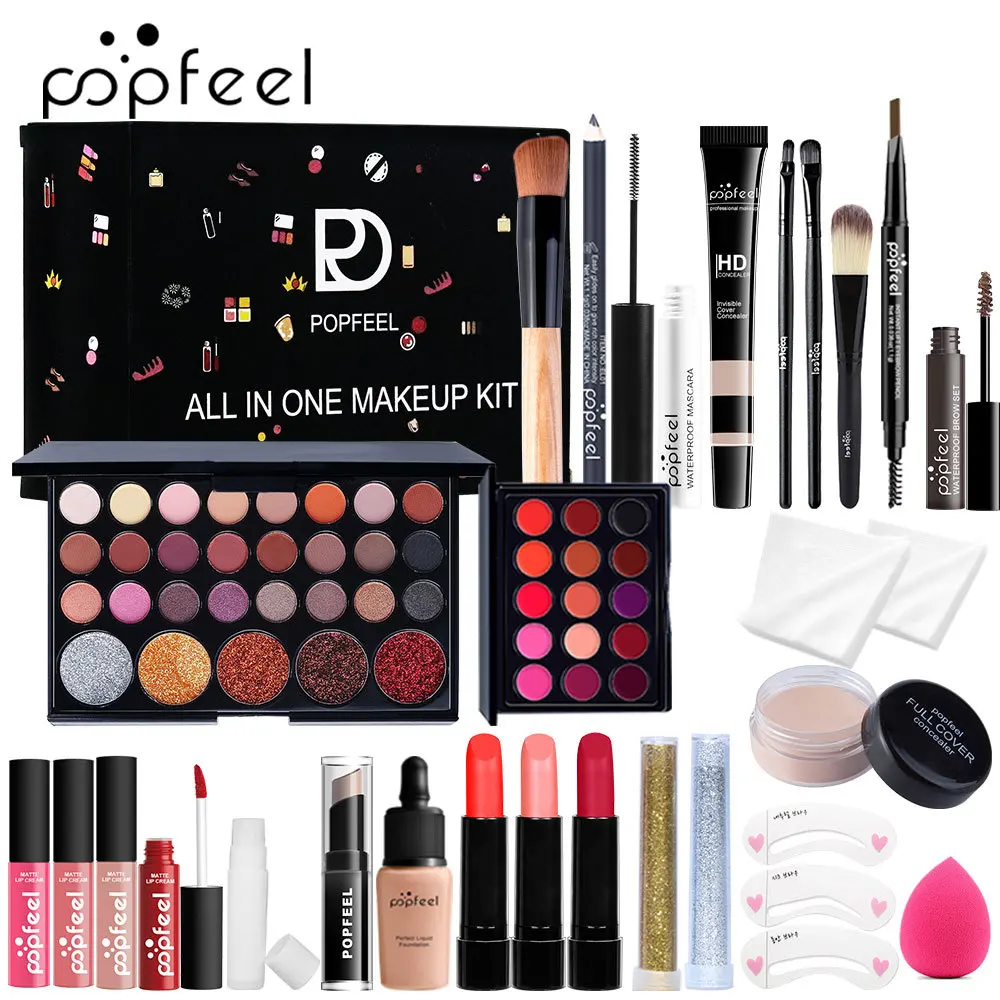 Limited-edition Popfeel Makeup Kit Full Set All In One Eyeshadow Lips Concealer Foundation Luxe Sets Gifts for Women Cosmetics