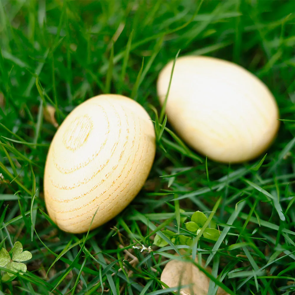 Wooden Maracas Egg Shakers Musical Percussion Instrument Eggs 2pcs Beige