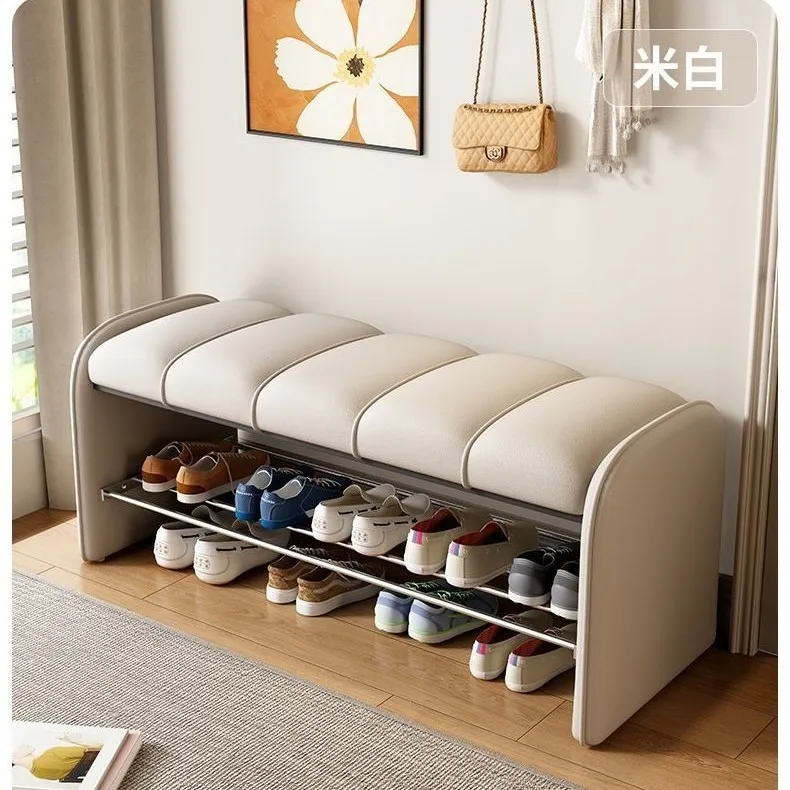 Italian shoe changing stool entry wearing shoes simple art porch sofa door long strip can sit on leather bench