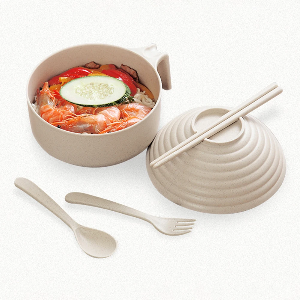 Ramen fogão ramen tigela conjunto com colher pauzinhos garfo microondas macarrão tigela rápida ramen fogão faculdade dormitório quarto Essentials