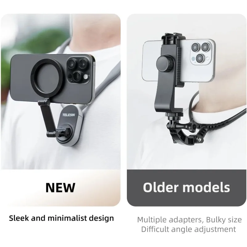 Hands Free Magnetic Neck Phone Holder for MagSafe Adjustable First Person View Mount for Vlog Video Recording Outdoor Shooting