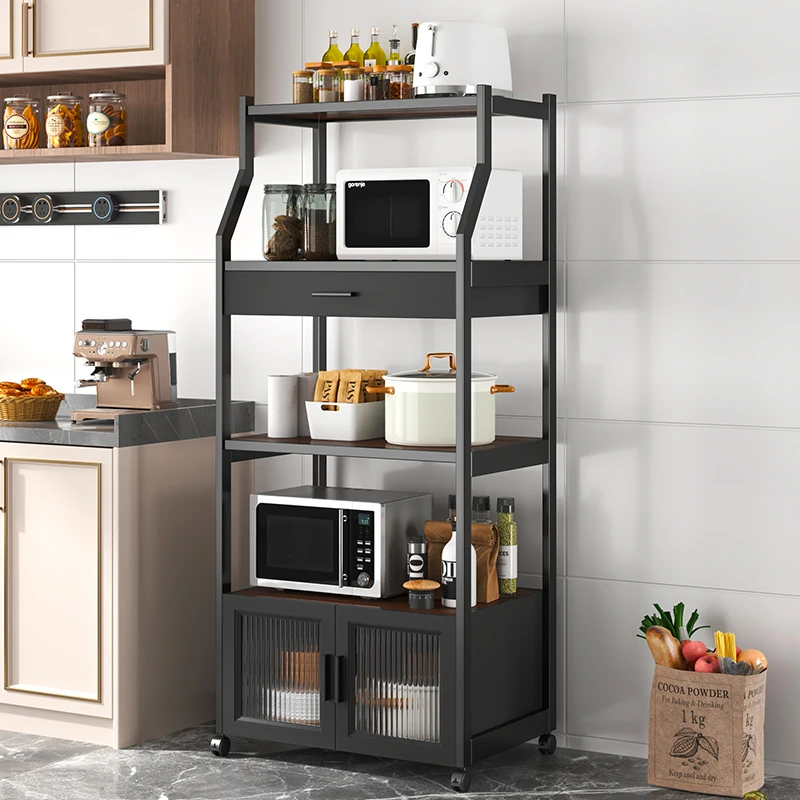 

Kitchen Storage Shelf Multi-layer Floor-to-ceiling Microwave Shelf Oven Special Premium Door Locker