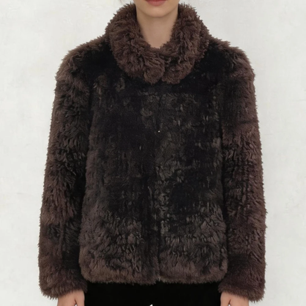 

OFTBUY Lamb Fur Coat Women's Winter Warm Real Wool Coat Jacket Lady Overcoat Real Fur Short Jacket Autumn Clothes for Women