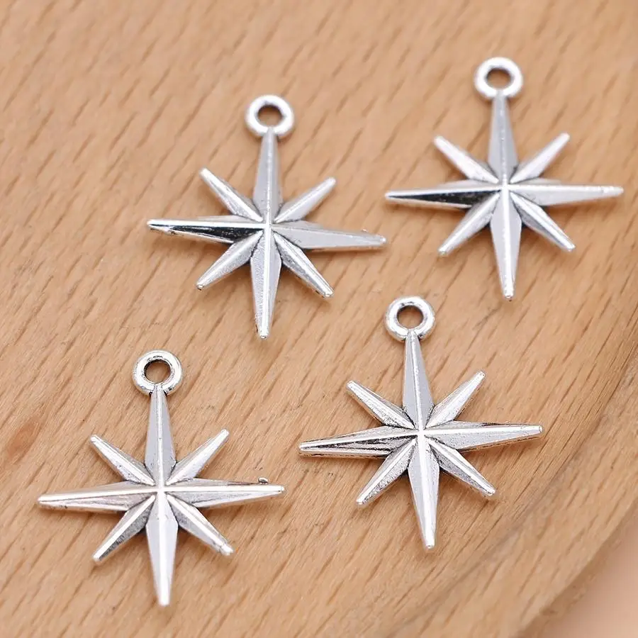 1/5/10/20/50/100pcs Silvery Star Charms Pendants for Jewelry Making DIY Necklace Bracelet Earrings Key Chain Accessories Love Mi