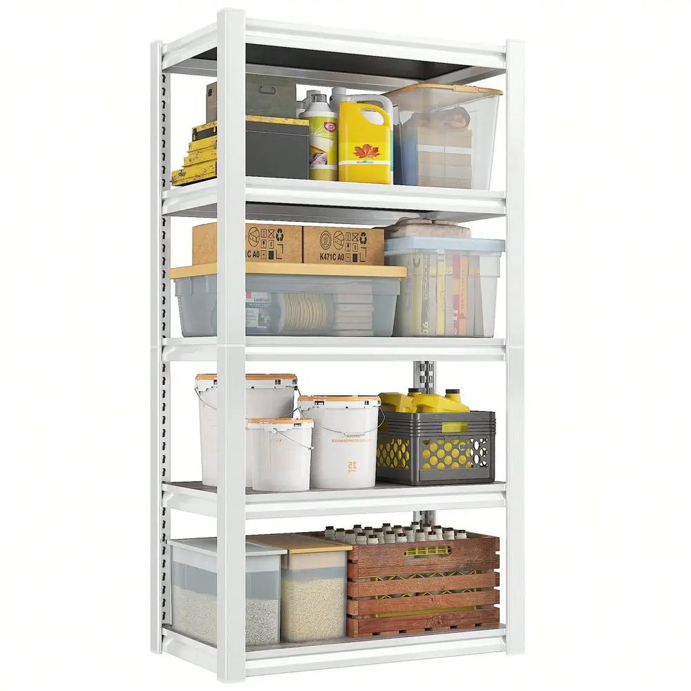 

Garage Shelving Storage Shelf Shelves Heavy Duty Garage Shelving 5Tier Adjustable Storage Unit Easy Assembly,White