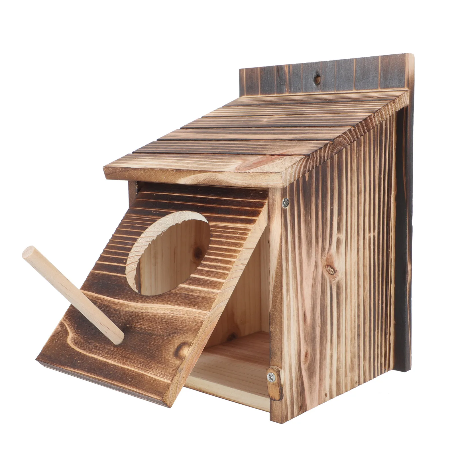 

Outdoor Bird Feeder House Wooden Bird Nest Feeding Station All Weather Protection Easy Maintenance Portable Small Space Friendly