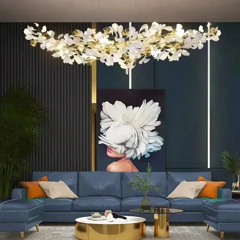 

Nordic Modern Pendant Lights Ginkgo Branches and Leaves LED Ceiling Chandelier Living Room Dining Room Indoor Lighting Luminaria