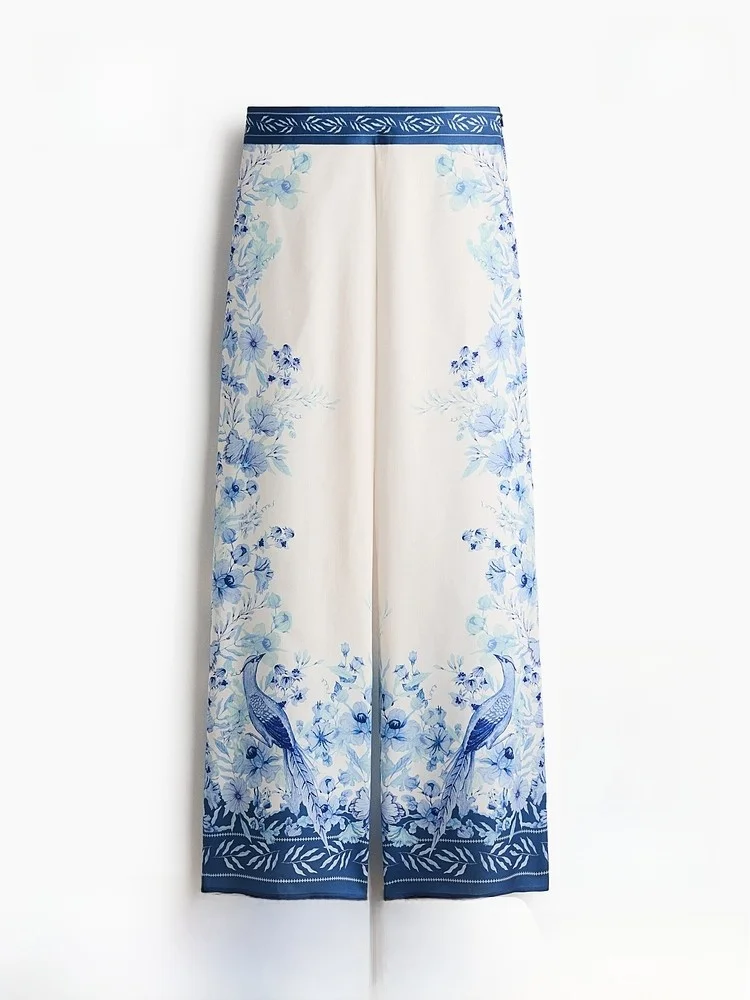 

Новые женские повседневные брюки из лиоцелла с принтом, с высокой талией, прямого кроя, H&M 3365, модные повседневные брюки для женщин