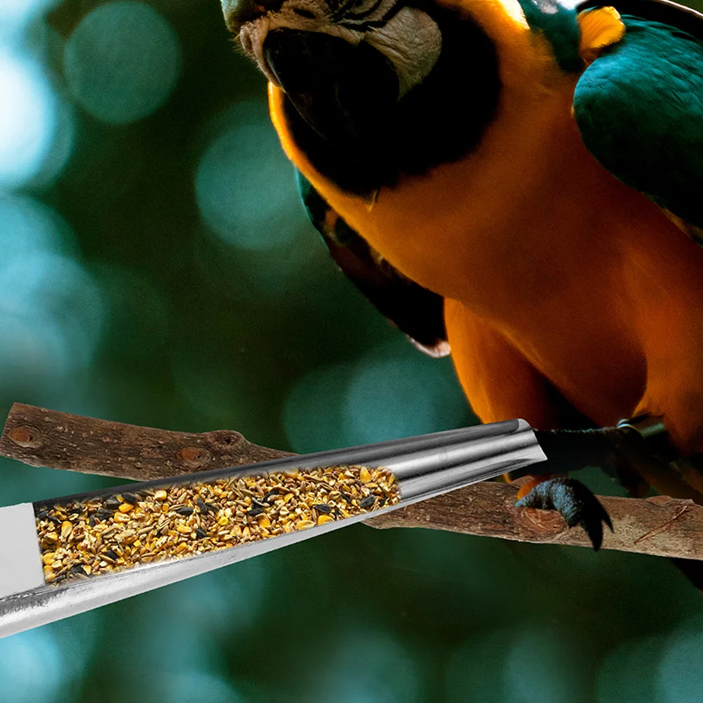 

Stainless Steel Bird Feeder Food Scoop Plus Tableware Shovel Pet Spoons Water Added Cage Accessories Practical Longlasting Fin