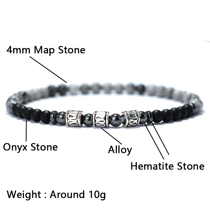 Noter Men 4mm Stone Bracelet Sanskrit Meditation Yoga Beaded Braclet Casual Jewelry Accessories Pulseira Masculina Gift For Him