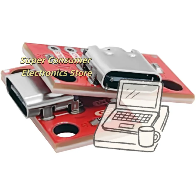 Плата-адаптер-usb-31-type-c-на-254-мм-для-высоких-токов-–-модуль-питания-3А-с-16-контактным-разъемом-для-arduino-raspberry-pi-и-прототипирования