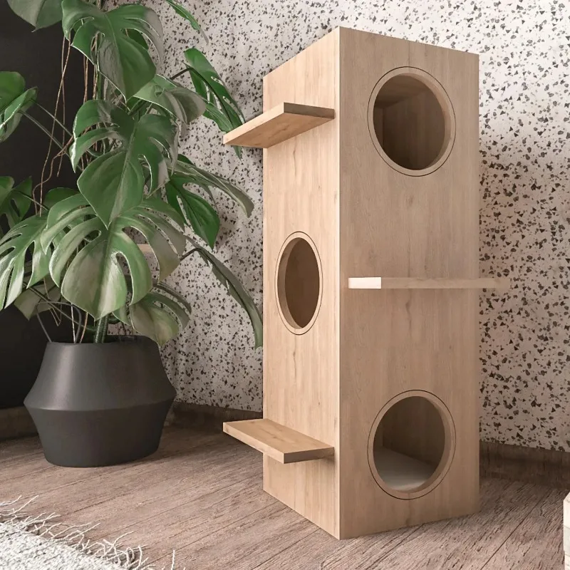 Popular Cat Condo  furniture wood  Modern  Climbing Tree wooden cat house cabinet