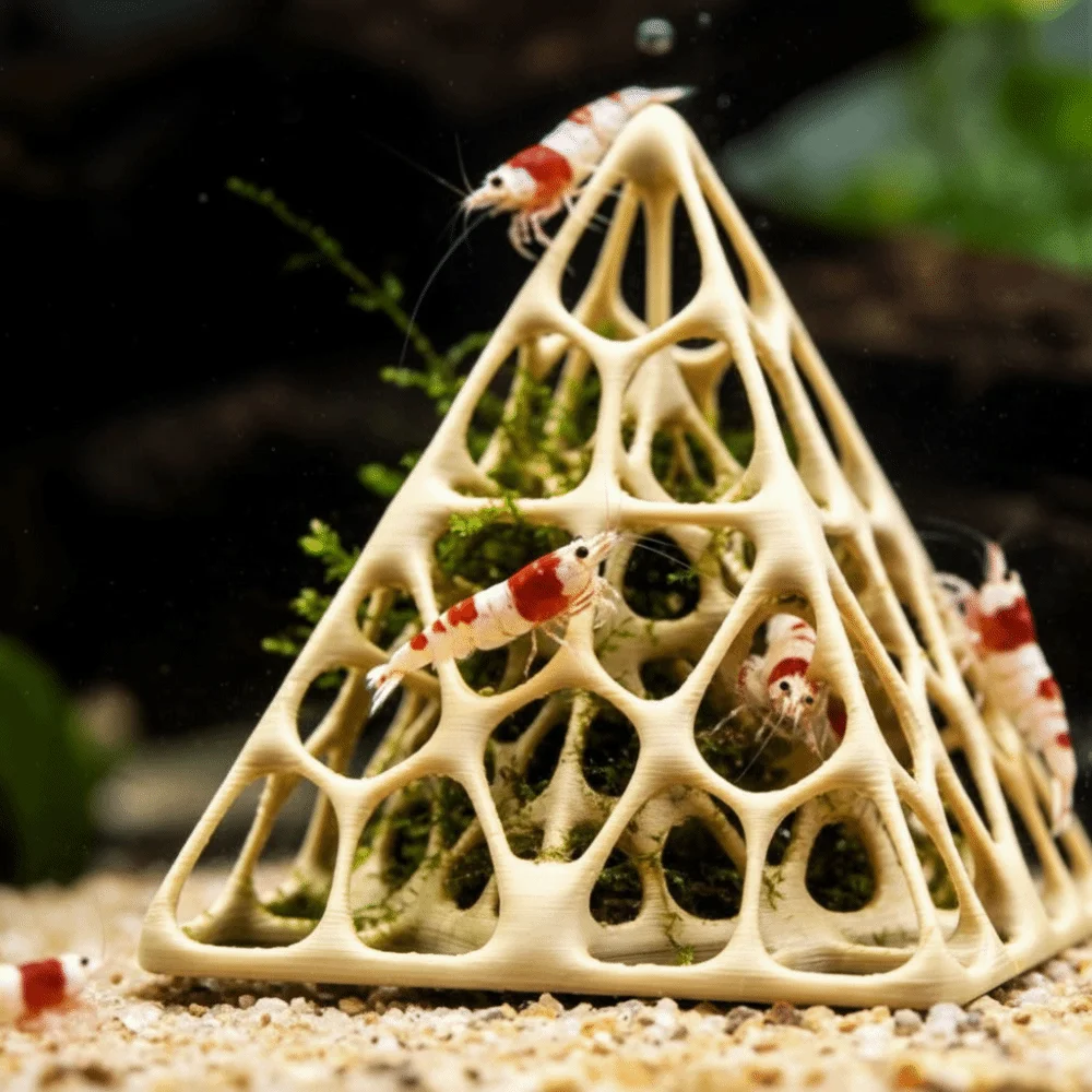 3D Printed Aquarium Cave Shelter Hollowed-out Plastic Shrimp Breeding Cave Natural Look Fish Tank Ornaments Home Aquarium