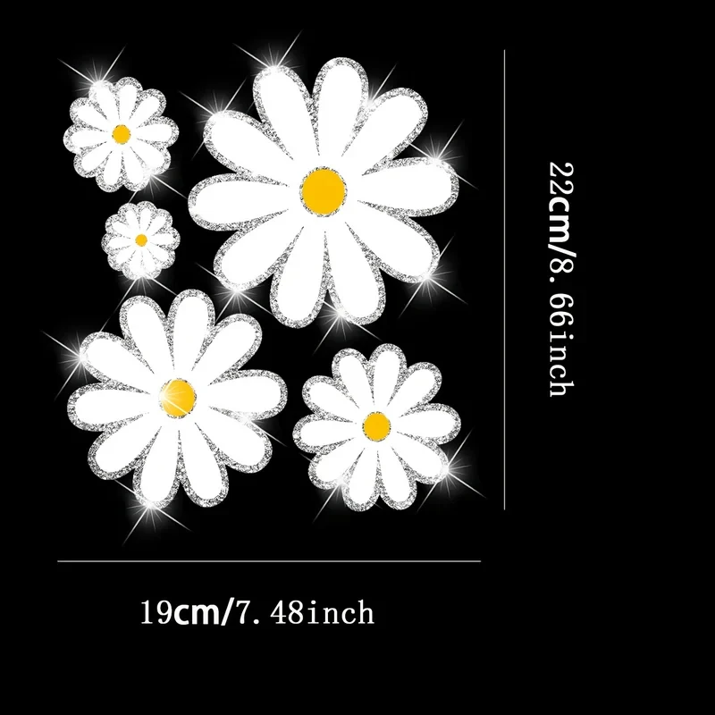 1 Piece Bling Daisy Car Stickers, Glitter Vinyl Car Decals, Suitable For Car, Laptop, Water Bottle Decoration