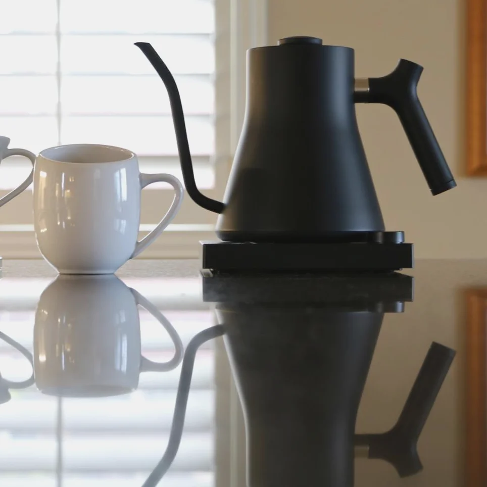 0.9 Liter Matte Black Stainless Steel Electric Gooseneck Kettle Quick Heating Pour-Over Coffee Tea Precise Temperature Display