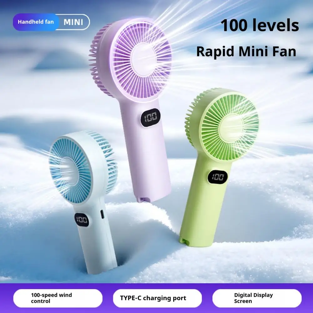 Portable handheld small fan LCD display with 6-speed wind power handheld/vertical multi-purpose small fan
