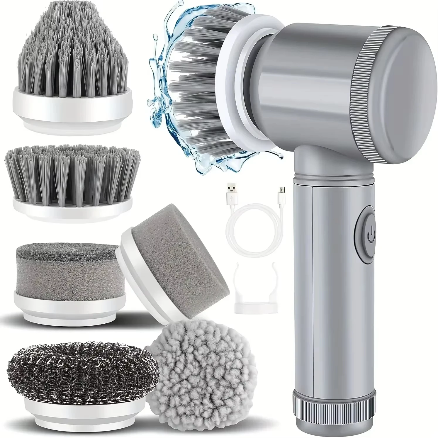 Electric Scrubber Spin Cleaning Brush Power Scrubber With 5/6 Replaceable Brush Heads Electric Cleaning Brush Bathroom New