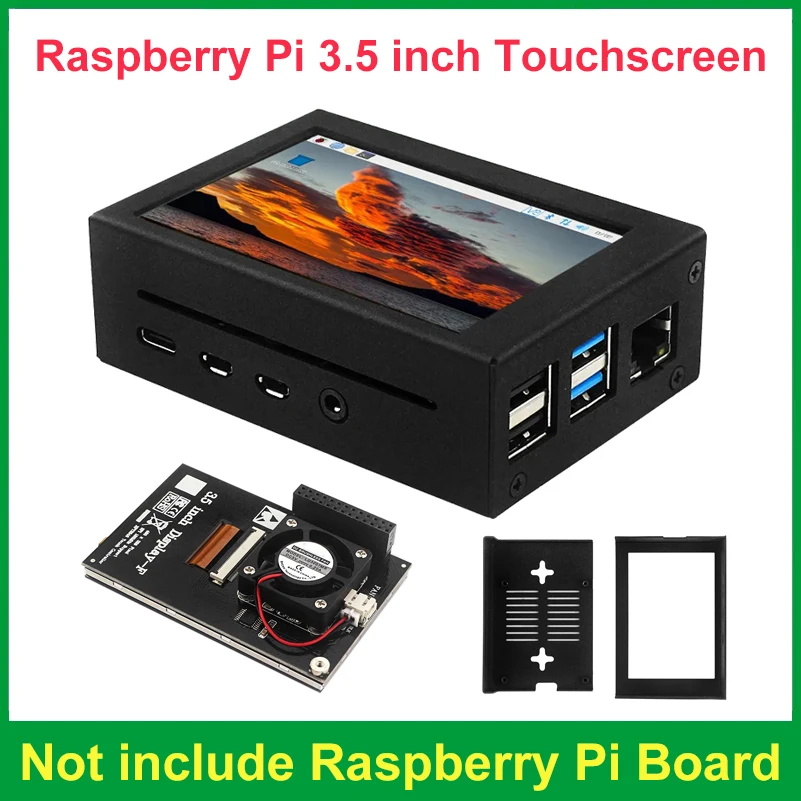 

Raspberry Pi с сенсорным экраном 3,5 дюйма, 480x320, TFT-дисплей, ЖК-дисплей с охлаждающим вентилятором, совместим с Raspberry Pi 4B 3B +